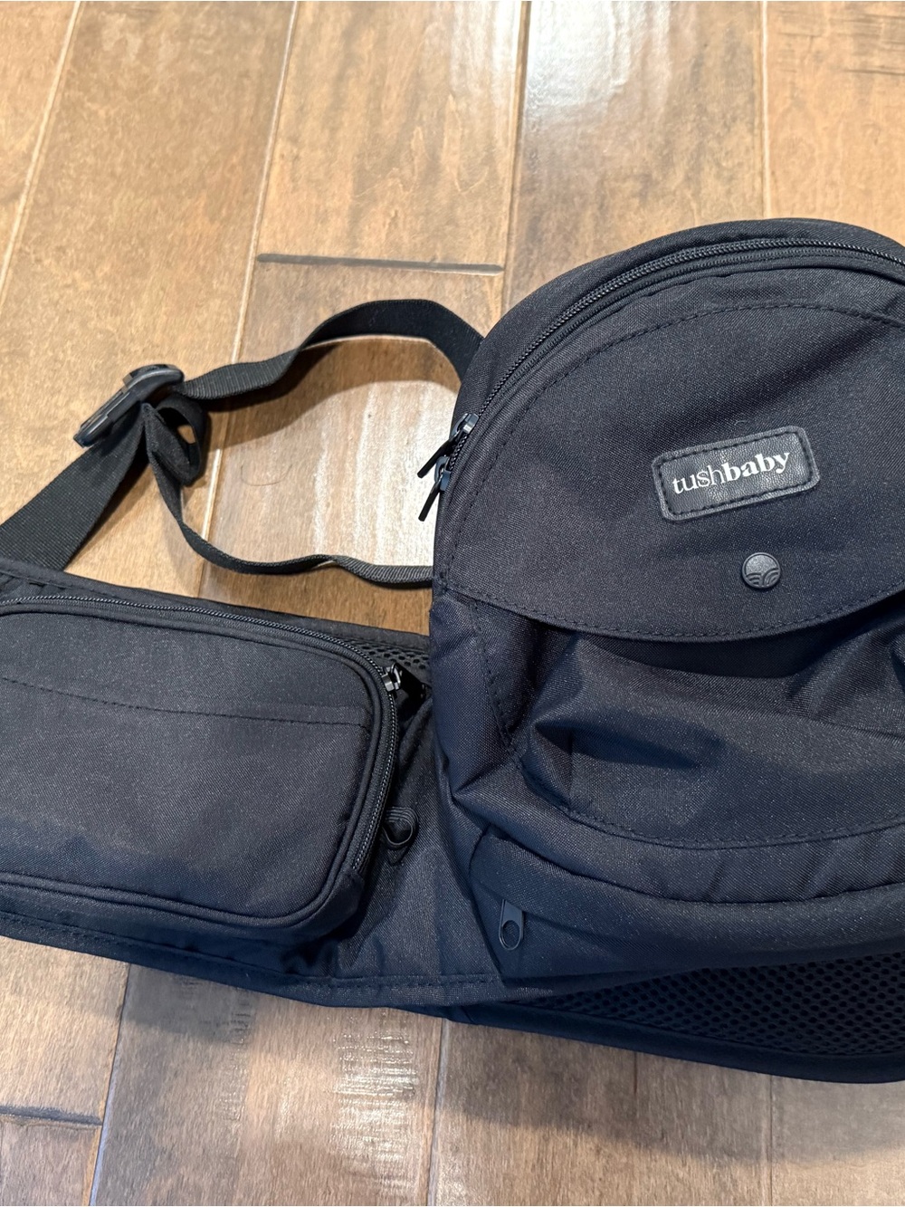Tushbaby Black Crossbody Belt Bag for Hands-Free Carry